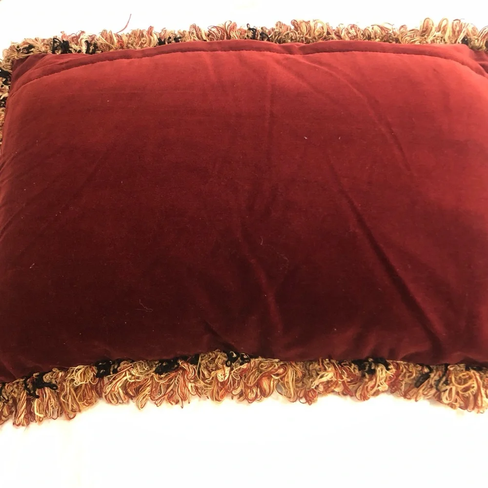 Decorative Floral Tapestry Accent Pillow in Gold, burgundy and Cream